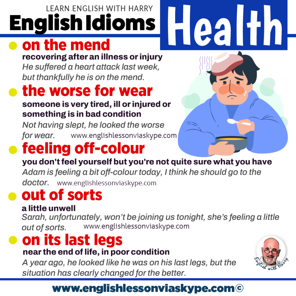 10 English Idioms about Health. Knock someone for six meaning. Under the weather meaning. www.englishlessonviaskype.com #learnenglish #englishlessons #английский #angielski #nauka #ingles #Idiomas #idioms #English #englishteacher #ielts #toefl #vocabulary #ingilizce #inglese