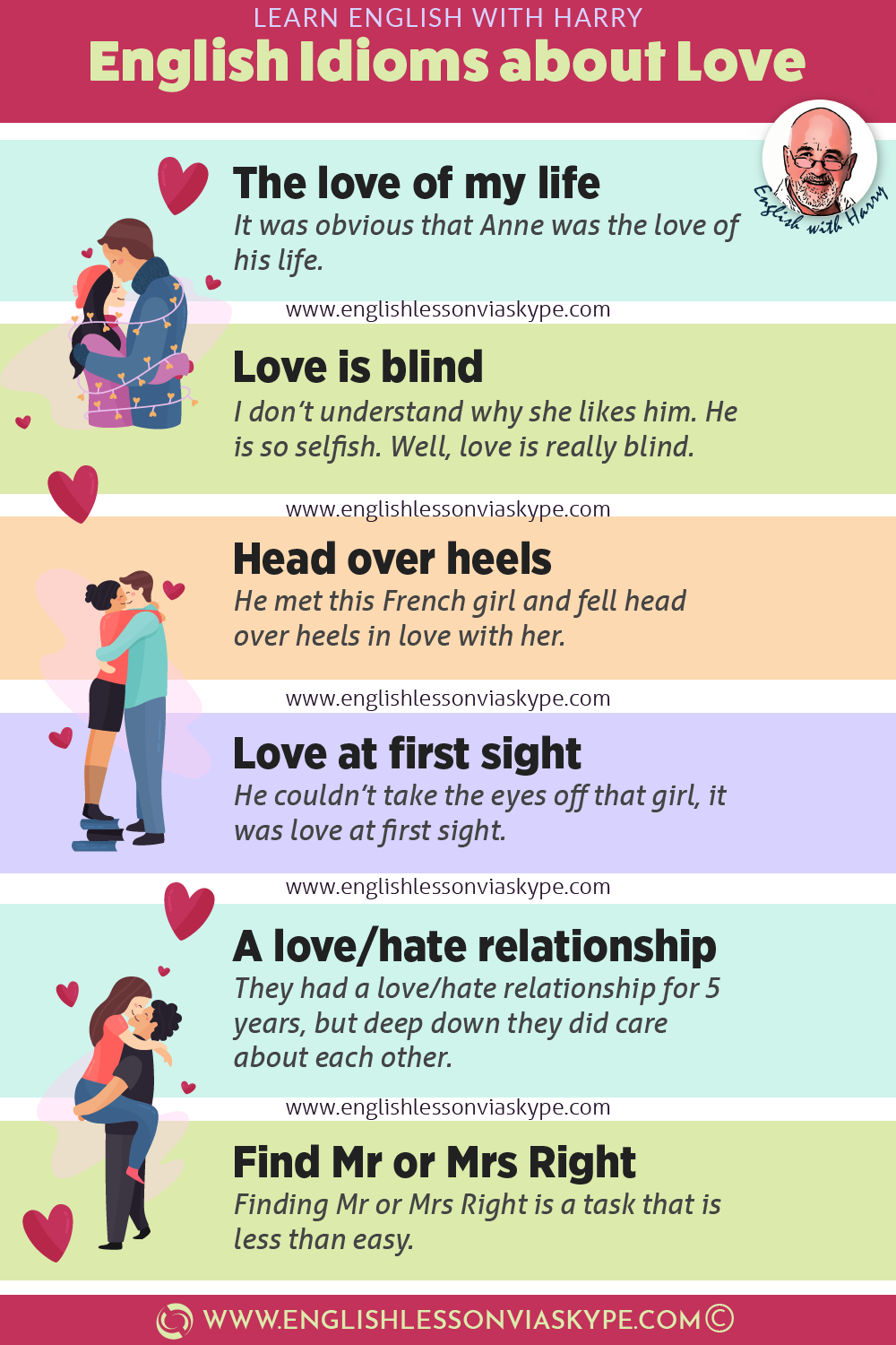 12 English Love Idioms and Phrases. Advanced English learning. How to talk about love in English. #learnenglish #ingles #idioms #vocabulary #love #valentinesday