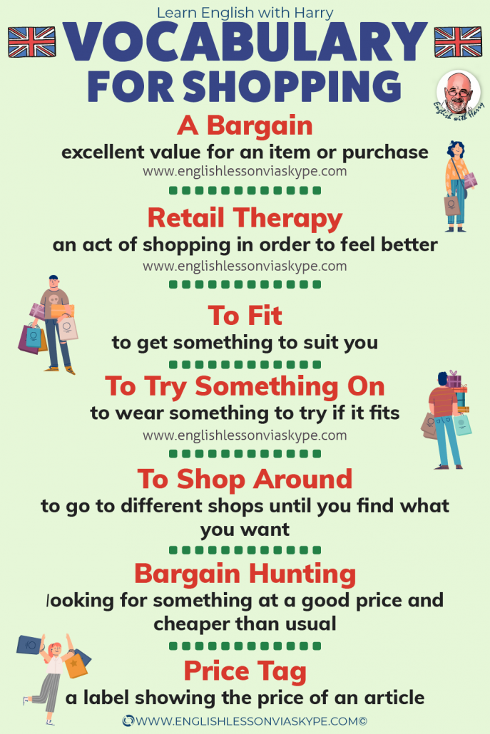 Words and phrases for buying clothes vocabulary in English. Online English lessons on Zoom and Skype at www.englishlessonviaskype.com #learnenglish #englishlessons #EnglishTeacher #vocabulary #ingles #อังกฤษ #английский #aprenderingles #english #cursodeingles #учианглийский #vocabulário #dicasdeingles #learningenglish #ingilizce #englishgrammar #englishvocabulary #ielts #idiomas