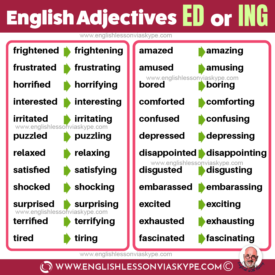 How To Use English Adjectives Ending In ED And ING English With Harry