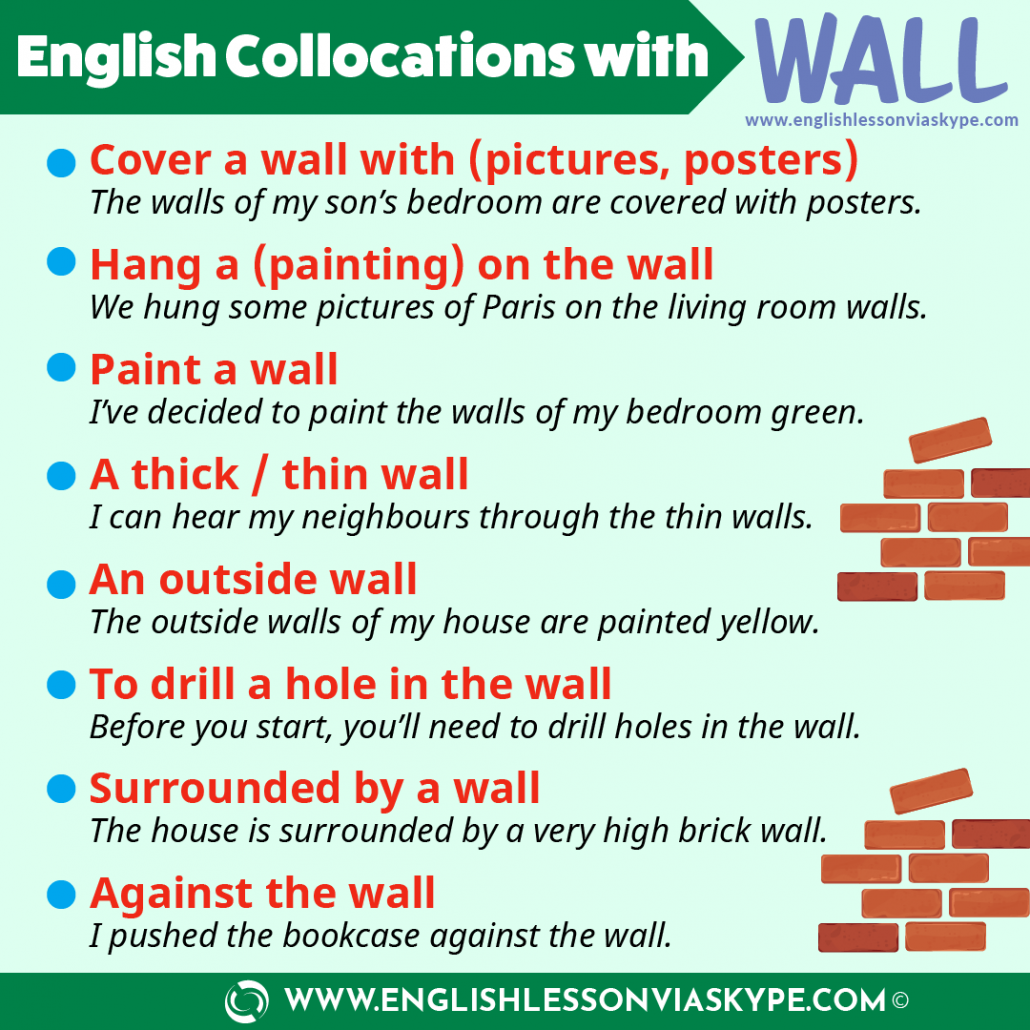 10 English collocations with WALL. Hit the wall. Brick wall. Back to the wall. Learn English with Harry at www.englishlessonviaskype.com #learnenglish #englishlessons #tienganh #EnglishTeacher #vocabulary #ingles #อังกฤษ #английский #aprenderingles #english #cursodeingles #учианглийский #vocabulário #dicasdeingles