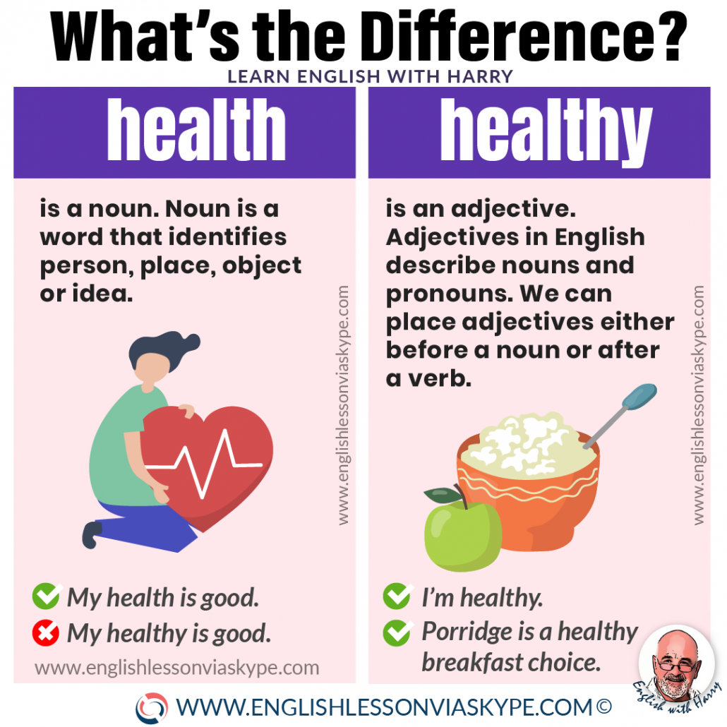 Difference between health and healthy.English fitness vocabulary. Improve English vocabulary. Advanced English learning. Study advanced English. Improve your speaking and writing skills. Online English lessons over Zoom and Skype at www.englishlessonviaskype.com #learnenglish #englishlessons #EnglishTeacher #vocabulary