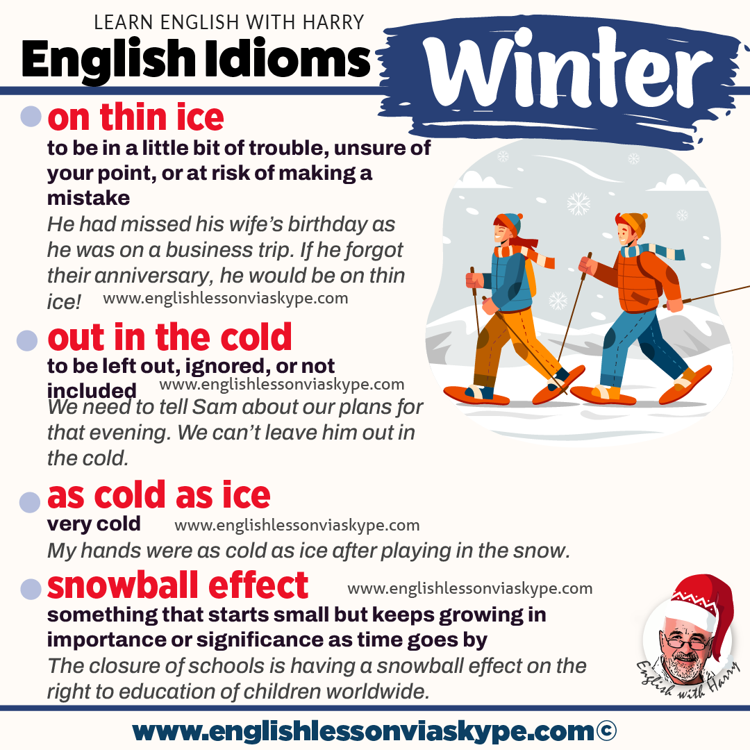 English idioms connected with winter. What is the best way to learn English vocabulary? Advanced English course at www.englishlessonviaskype.com #learnenglish #englishlessons #EnglishTeacher #vocabulary #ingles