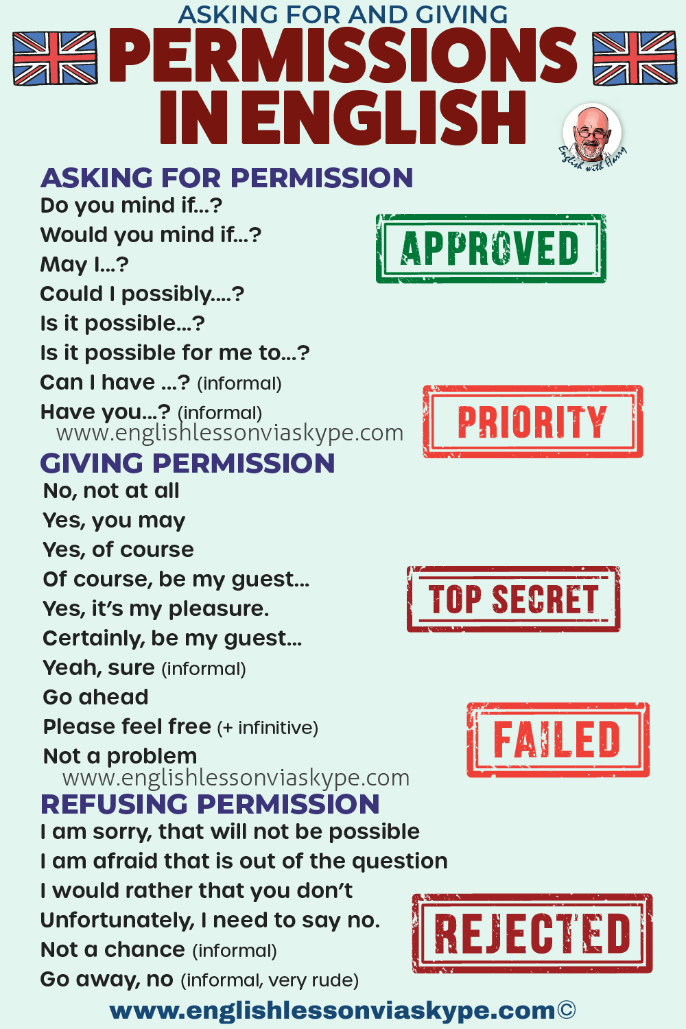 How to ask for and give permission in English? Asking for and giving permission in English. www.englishlessonviaskype.com #learnenglish #englishlessons #tienganh #EnglishTeacher #vocabulary #ingles #อังกฤษ #английский #aprenderingles #english #cursodeingles #учианглийский #vocabulário #dicasdeingles #learningenglish #ingilizce #englishgrammar #englishvocabulary #ielts #idiomas