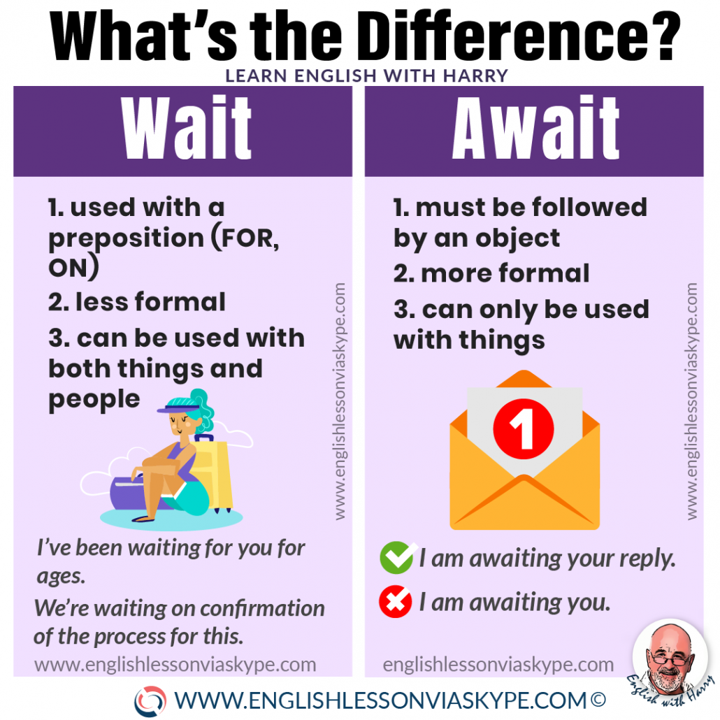 WAIT vs AWAIT. How to use wait and await correctly? www.englishlessonviaskype.com #learnenglish #englishlessons #английский #angielski #nauka #ingles #Idiomas #idioms #English #englishteacher #ielts #toefl #vocabulary #ingilizce #inglese