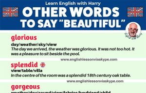 Other words for beautiful. Advanced English lessons on Zoom and Skype. #learnenglish