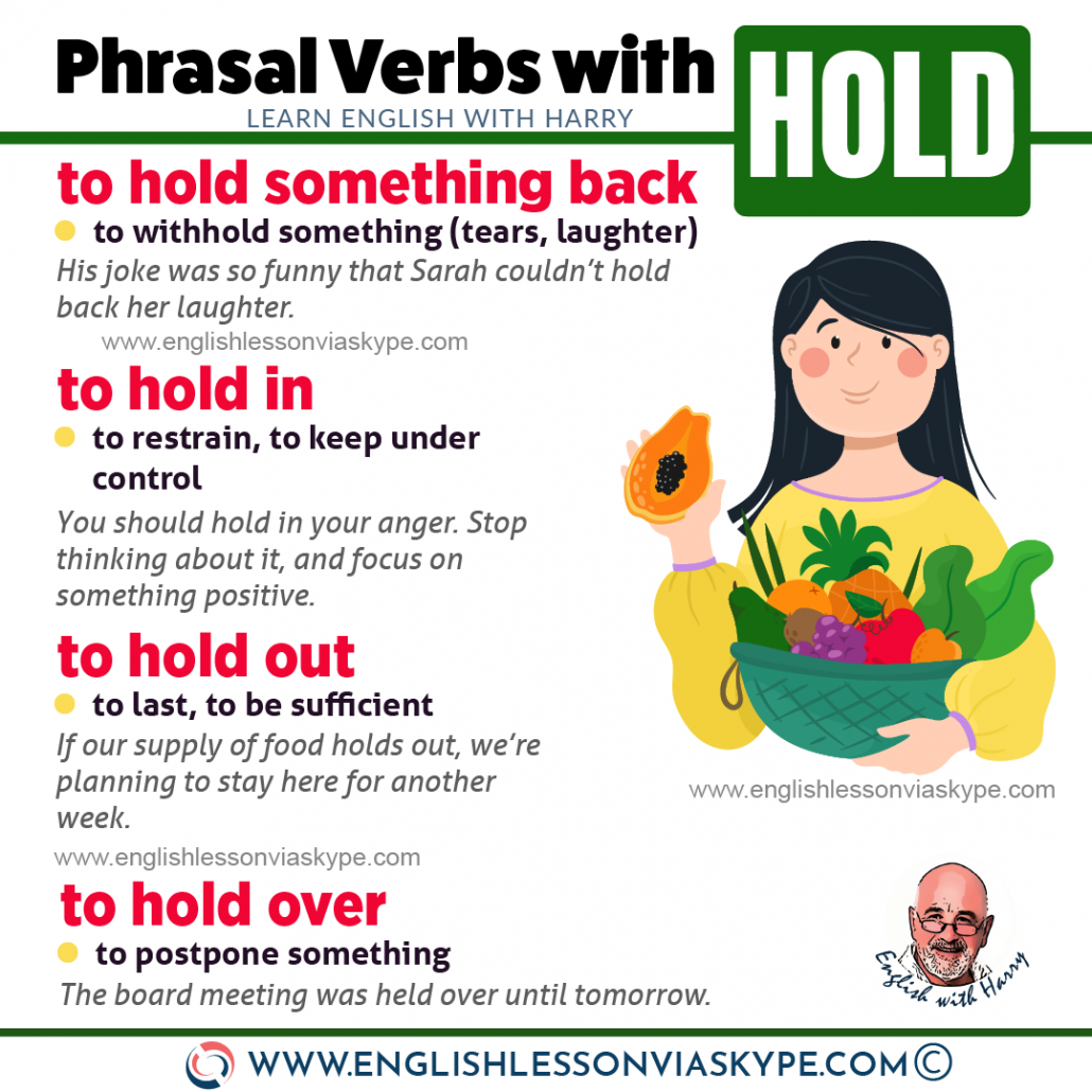 10 Phrasal Verbs with Hold with meanings and examples. Learn English with Harry at www.englishlessonviaskype.com #learnenglish #englishlessons #tienganh #EnglishTeacher #vocabulary #ingles #อังกฤษ #английский #aprenderingles #english #cursodeingles #учианглийский #vocabulário #dicasdeingles #learningenglish #ingilizce #englishgrammar #englishvocabulary #ielts #idiomas