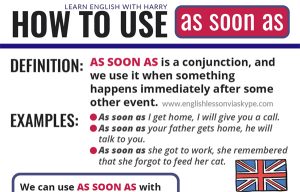English grammar: How to use AS SOON AS in English. English grammar rules explained in detail. Learn English with Harry at www.englishlessonviaskype.com #learnenglish #englishlessons #tienganh #EnglishTeacher #vocabulary #ingles #อังกฤษ #английский #aprenderingles #english #cursodeingles #учианглийский #vocabulário #dicasdeingles #learningenglish #ingilizce #englishgrammar #englishvocabulary #ielts #idiomas