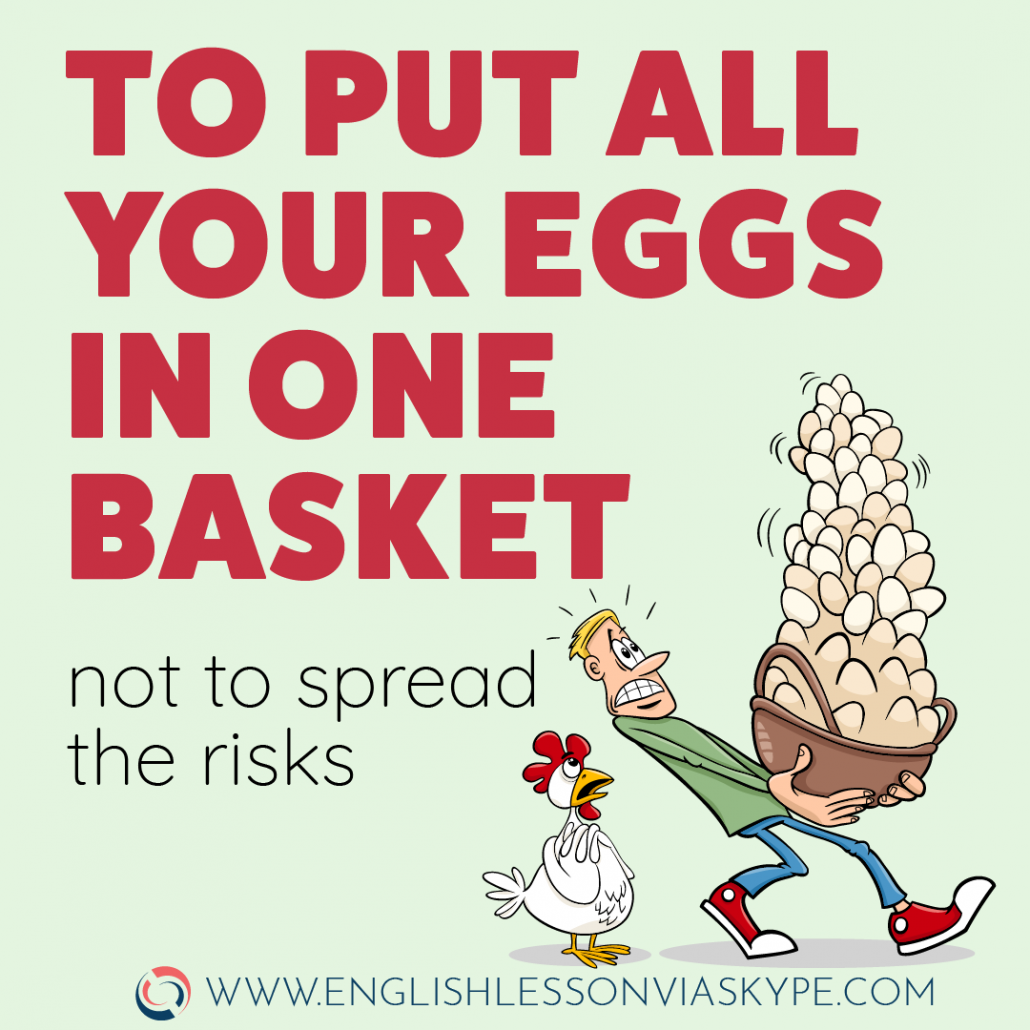 To put eggs in one basket idiom meaning. English food idioms. Intermediate level English. #learnenglish #englishlessons #aprenderingles #idioms #englishteacher #vocabulary #hoctienganh #ingles #อังกฤษ #английский #英语 #영어