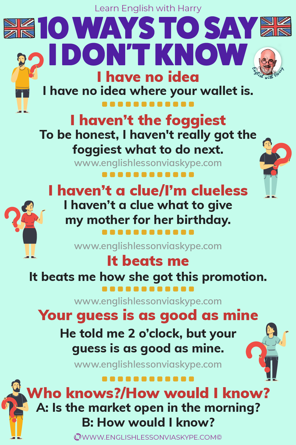 English Vocabulary: 10 Ways to say I don't know in English. From intermediate to advanced English with www.englishlessonviaskype.com #learnenglish #englishlessons #EnglishTeacher #vocabulary #ingles #อังกฤษ #английский #aprenderingles #english #cursodeingles #учианглийский #vocabulário #dicasdeingles #learningenglish #ingilizce #englishgrammar #englishvocabulary #ielts #idiomas