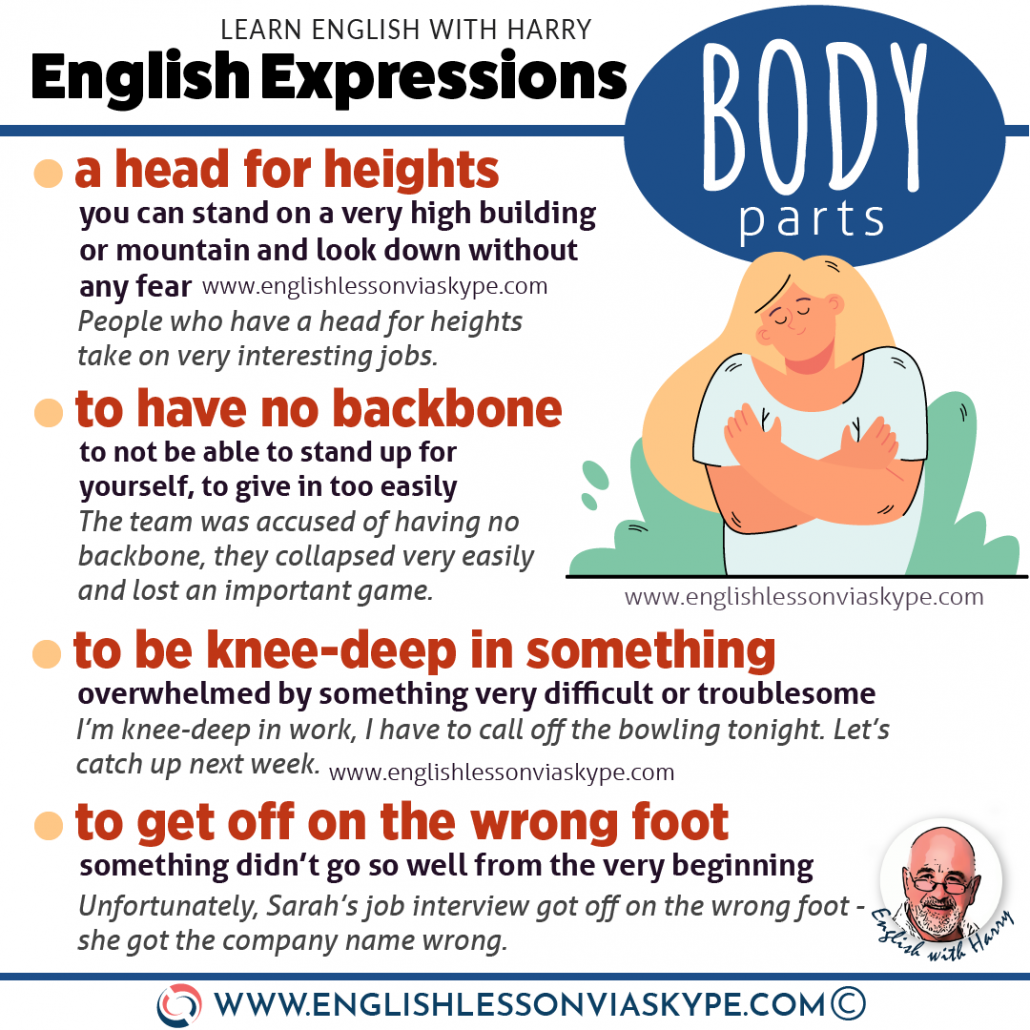 Unusual English Expression Using Body Parts. Have no backbone meaning. Knee-deep in something. Advanced English lessons on Zoom or Skype at www.englishlessonviaskype.com #learnenglish #englishlessons #EnglishTeacher #vocabulary #ingles #อังกฤษ #английский #aprenderingles #english #cursodeingles #учианглийский #vocabulário #dicasdeingles #learningenglish #ingilizce #englishgrammar #englishvocabulary #ielts #idiomas