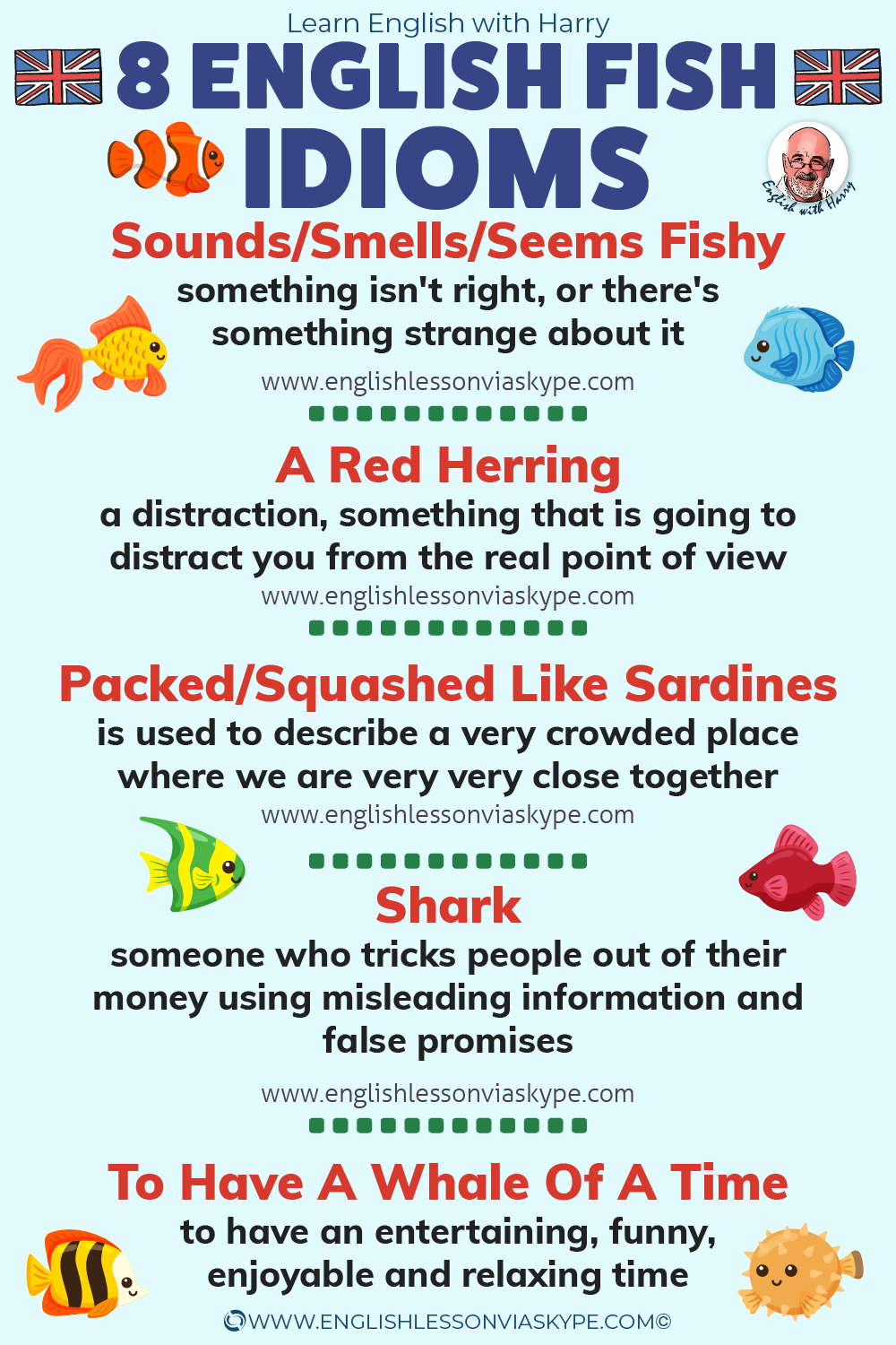 English fish idioms and phrases. Advanced English learning. Advanced English lessons at www.englishlessonviaskype.com #learnenglish #englishlessons