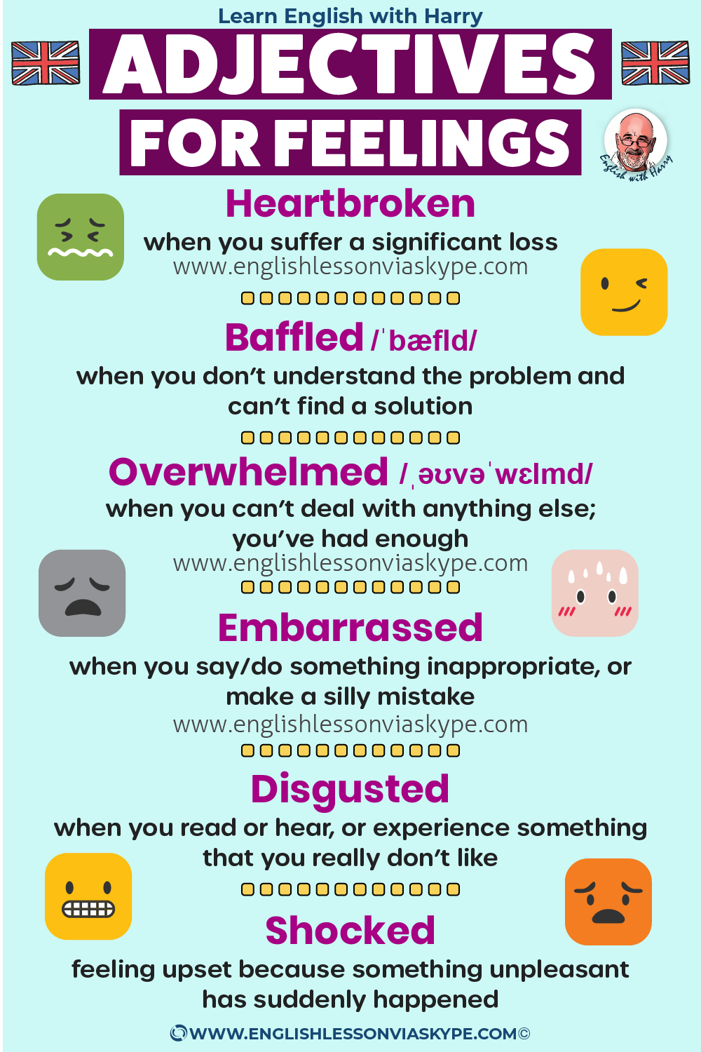 Learn useful adjectives to describe your feelings in English. Advanced English lessons on Zoom and Skype at www.englishlessonviaskype.com #learnenglish #englishlessons #EnglishTeacher #vocabulary #ingles #อังกฤษ #английский #aprenderingles #english #cursodeingles #учианглийский #vocabulário #dicasdeingles #learningenglish #ingilizce #englishgrammar #englishvocabulary