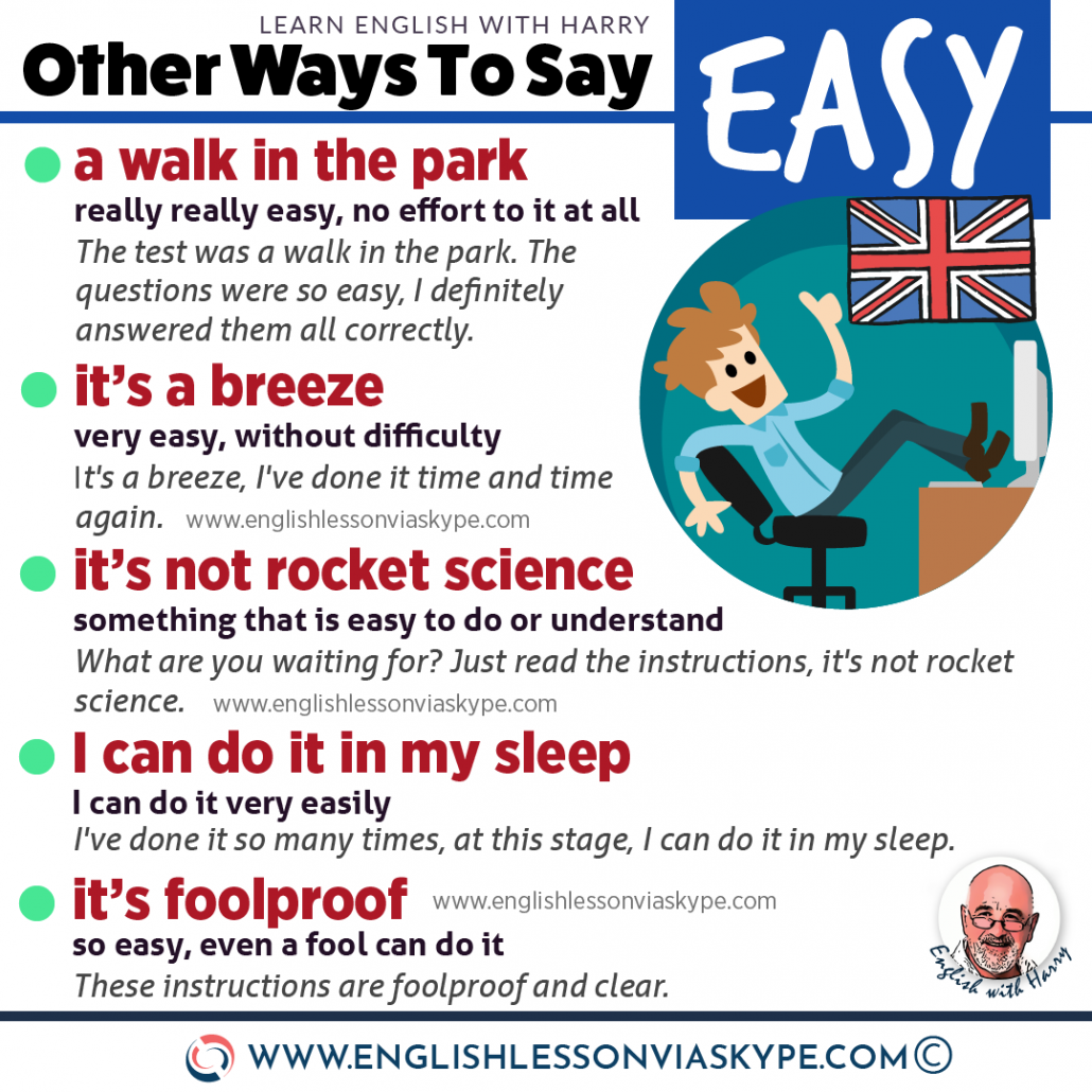 Advanced English learning. Ways to say easy in English. Study advanced English at www.englishlessonviaskype.com