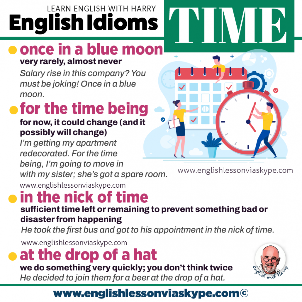 12 English idioms related to time. Online English lessons on Zoom and Skype. Advanced English learning. Online Zoom English lessons at www.englishlessonviaskype.com