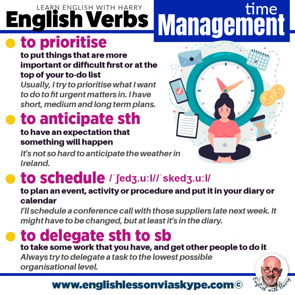 English verbs related to time management. Study English advanced level. English lessons on Zoom and Skype www.englishlessonviaskype.com #learnenglish #englishlessons #EnglishTeacher #vocabulary #ingles #อังกฤษ #английский #aprenderingles #english