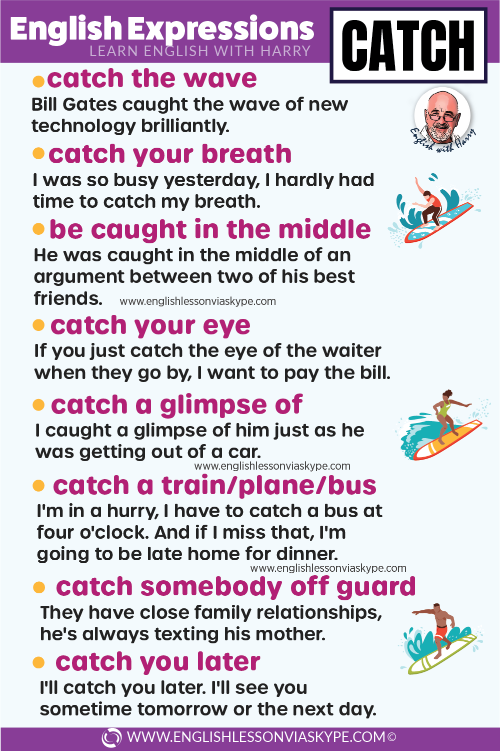 English expressions with catch. Advanced English learning. English lessons on Zoom at www.englishlessonviaskype.com #learnenglish #englishlessons #EnglishTeacher #vocabulary #ingles