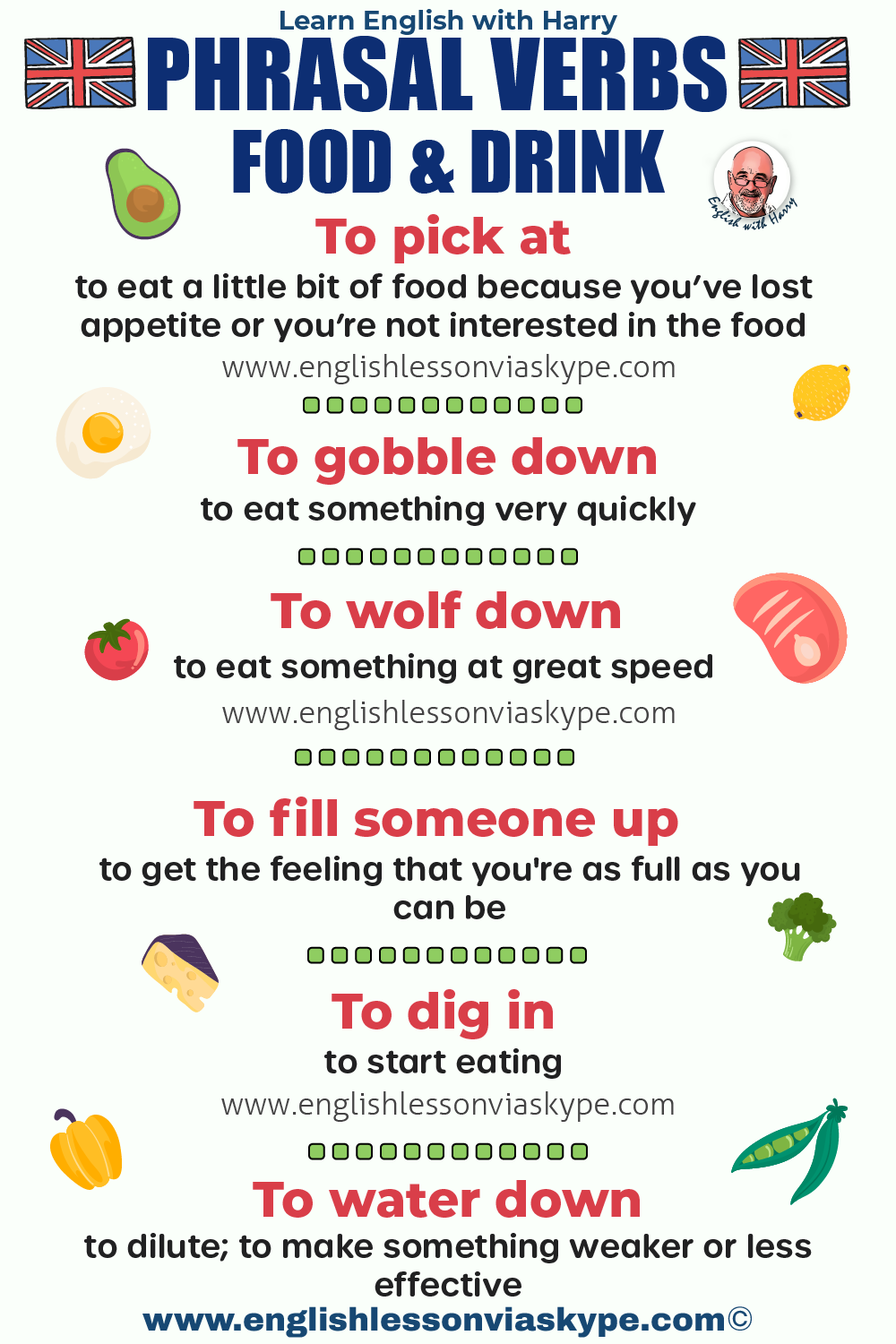 Phrasal verbs related to food and drink. Advanced English learning. Online English lessons on Zoom at www.englishlessonviaskype.com #learnenglish #englishlessons #EnglishTeacher #vocabulary #ingles