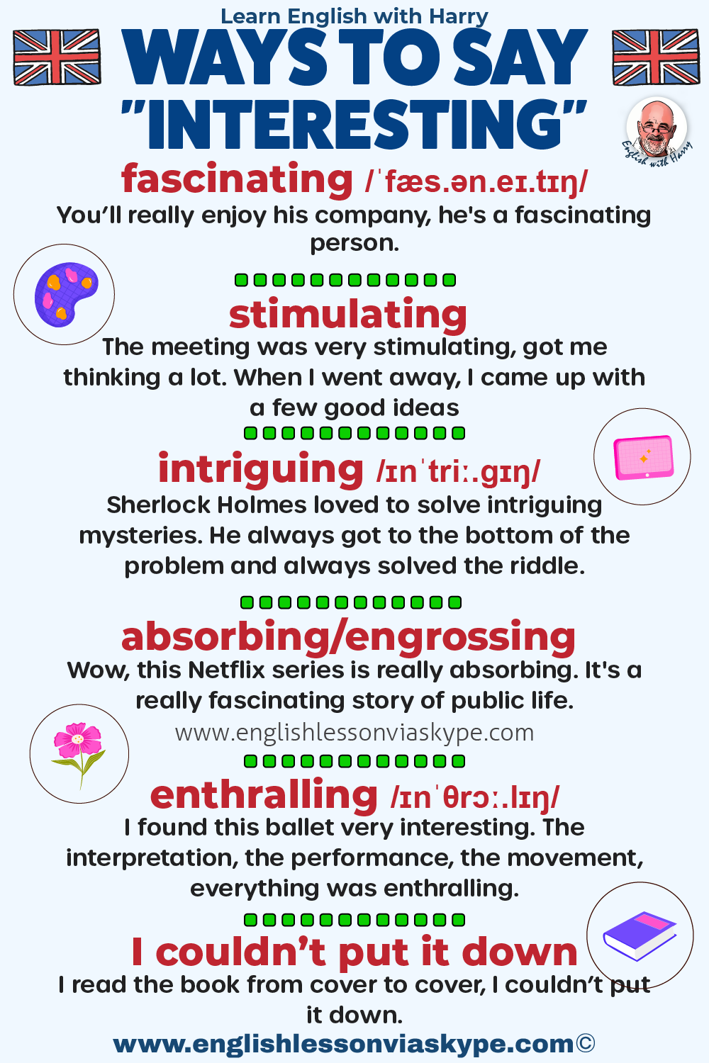 Other ways to say interesting in English. Advanced English lessons on Zoom and Skype. Click the link englishlessonviaskype.com #learnenglish