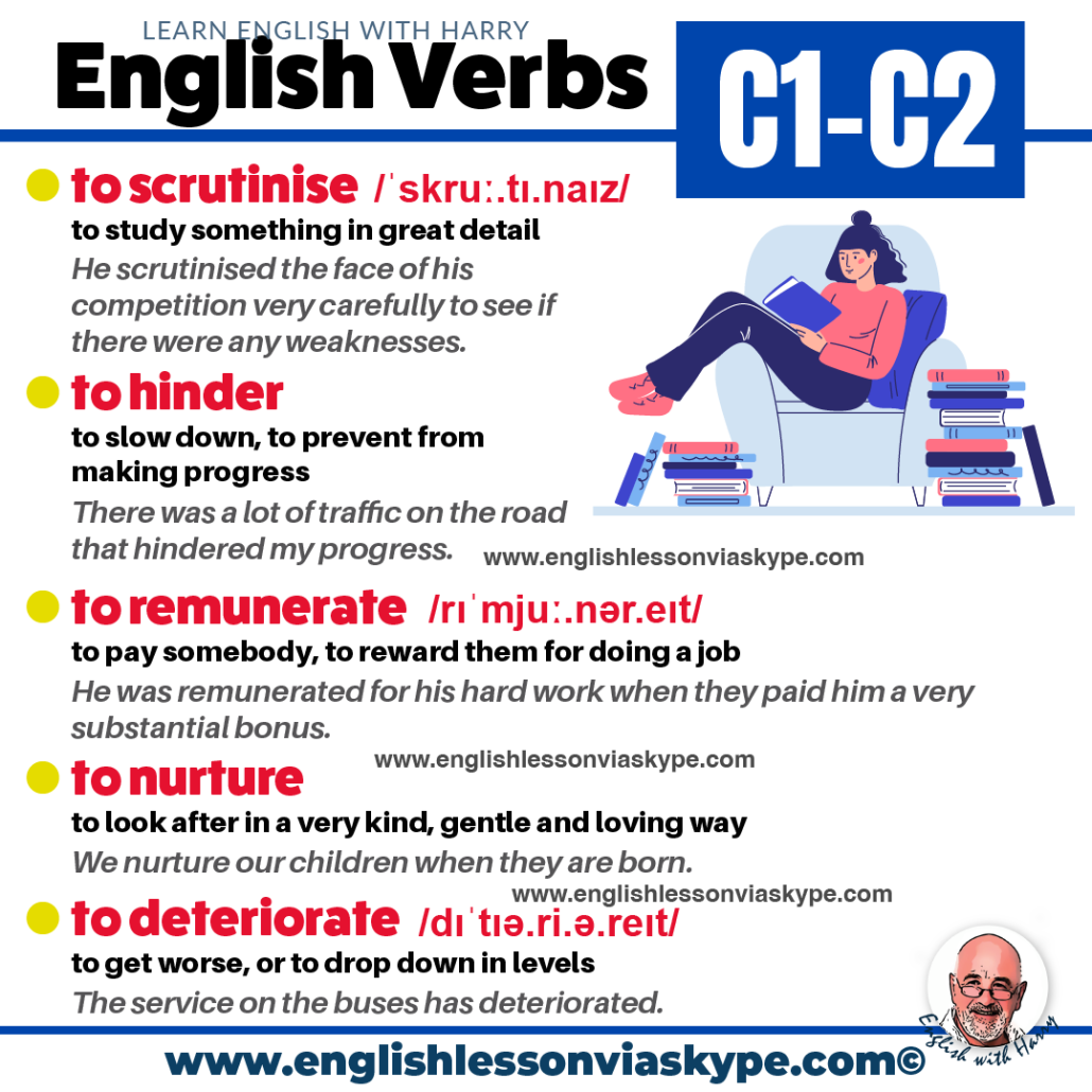 C1 English verbs to improve your fluency. Online English lessons on Zoom and Skype. Click the link and book your free trial lesson at englishlessonviaskype.com #learnenglish