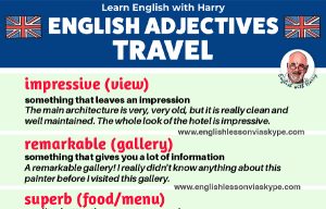English adjectives to describe travel experiences. Advanced English lessons on Zoom and Skype. #learnenglish