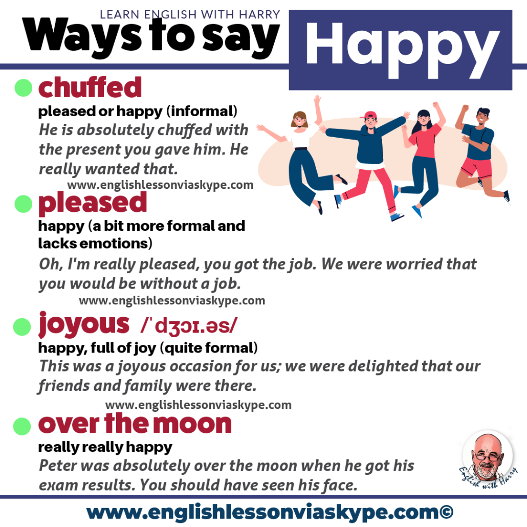 How to say happy in English. Ways to say happy. Advanced English lessons on Zoom and Skype. #learnenglish