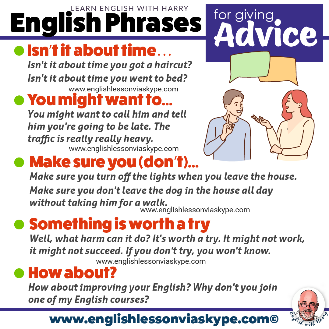 12 ways to give advice in English. Improve English speaking. Advanced English lessons on Zoom and Skype. Improve English speaking and writing skills. #learnenglishnglish