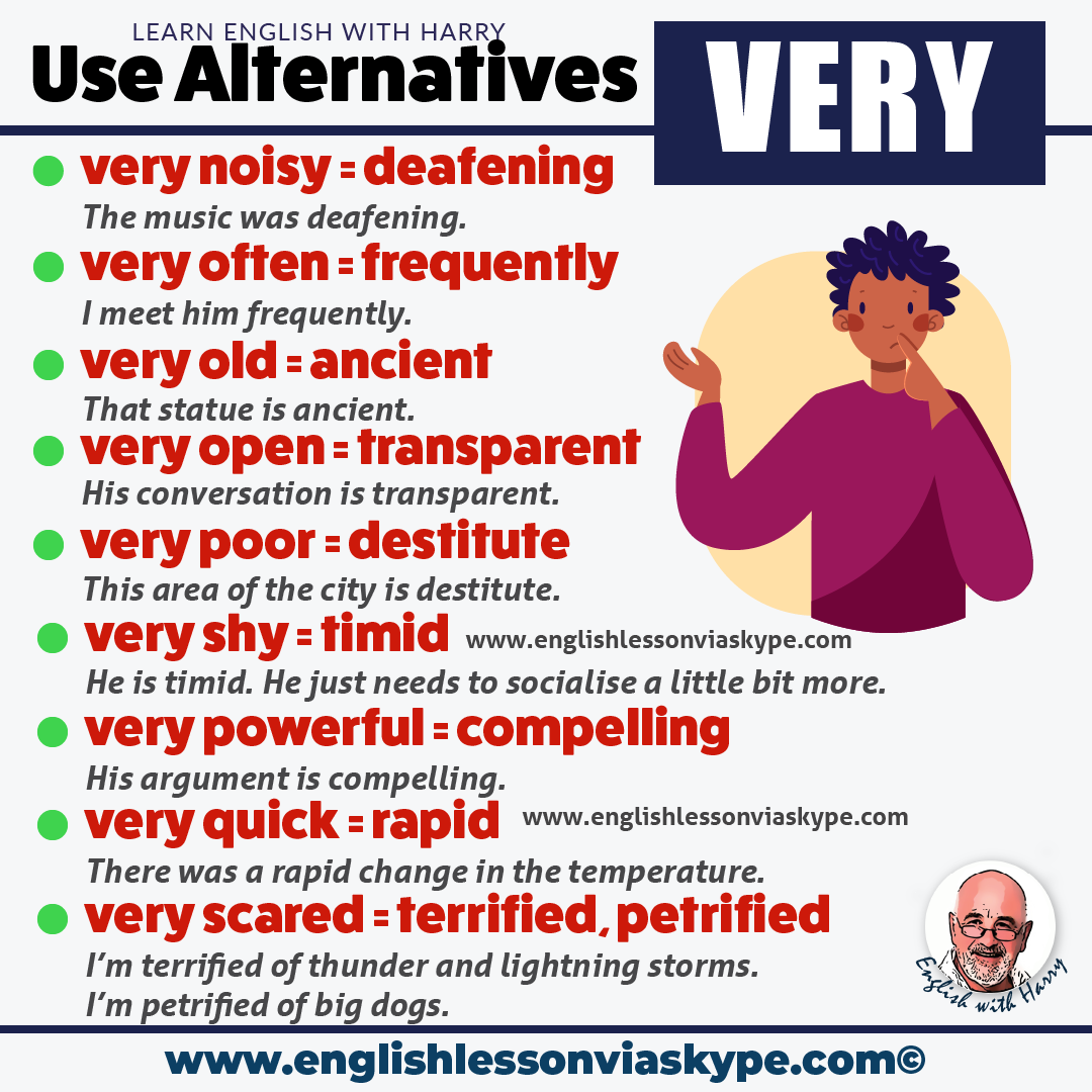 Stop saying very in English. Upgrade your vocabulary. English grammar rules. Improve English speaking. Advanced English lessons on Zoom and Skype. Improve English speaking and writing skills. #learnenglish